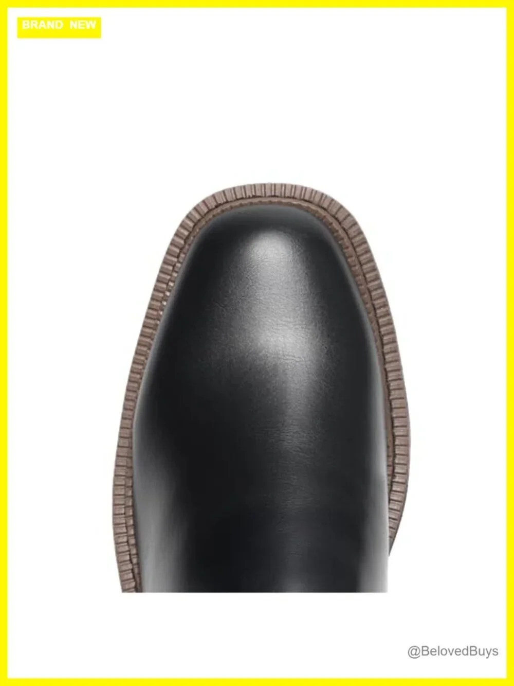 Faux Leather Chelsea Ankle Boots Square Toe Low Heel Lug Sole Platform